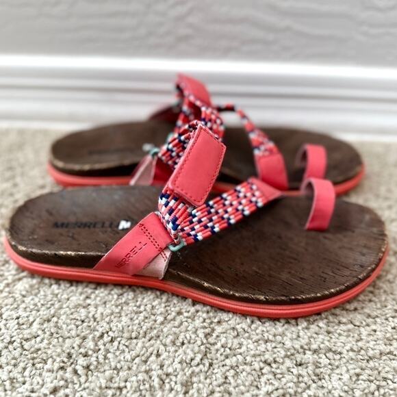 MERRELL | Around Town Sunvue Post Sandals Coral Pink Multicolor | Women’s Size 9 - Picture 2 of 7